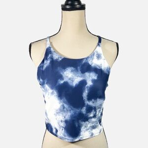 Old Navy Tie Dye Longline Sports Bra with Pads size XL Blue White Activewear